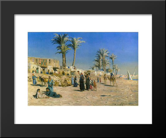 On The Outskirts Of Cairo 20x24 Black Modern Wood Framed Art Print Poster by Monsted, Peder Mork