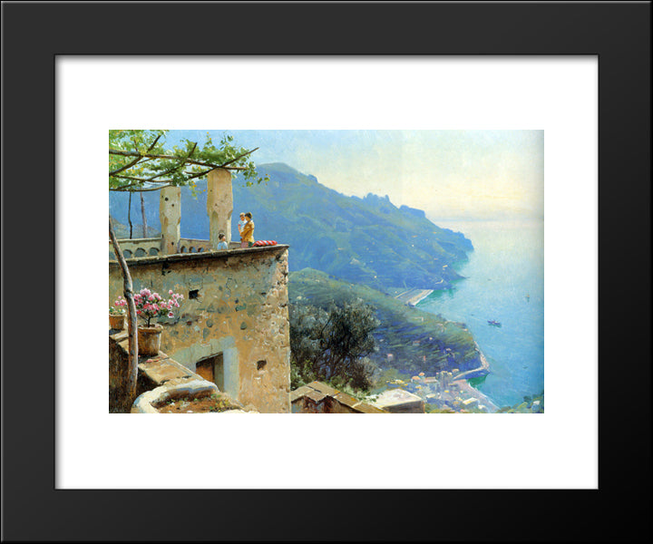 The Ravello Coastline 20x24 Black Modern Wood Framed Art Print Poster by Monsted, Peder Mork