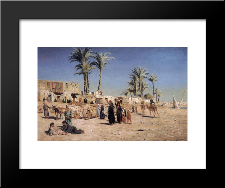 In The Outskirts Of Cairo 20x24 Black Modern Wood Framed Art Print Poster by Monsted, Peder Mork