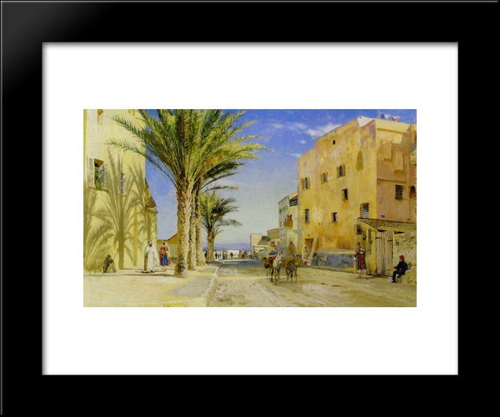 Street In Algiers 20x24 Black Modern Wood Framed Art Print Poster by Monsted, Peder Mork