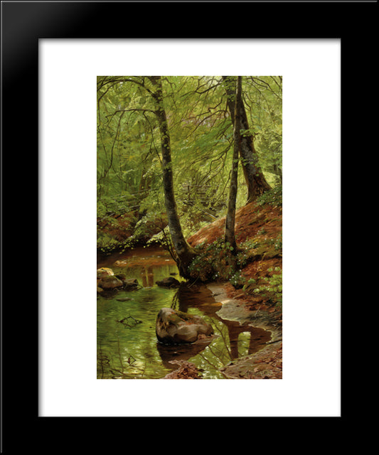 A Forest Stream 20x24 Black Modern Wood Framed Art Print Poster by Monsted, Peder Mork