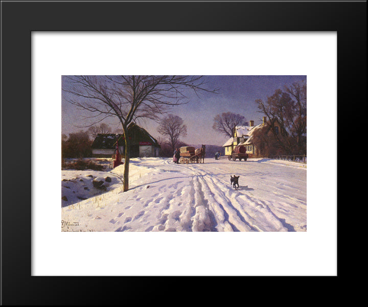 Lindenborg Kro 20x24 Black Modern Wood Framed Art Print Poster by Monsted, Peder Mork