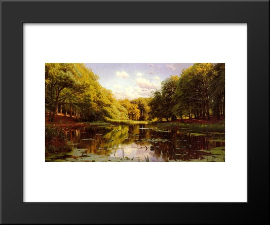 River Landscape (Scene 2) 20x24 Black Modern Wood Framed Art Print Poster by Monsted, Peder Mork