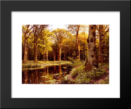 A Forest Stream 20x24 Black Modern Wood Framed Art Print Poster by Monsted, Peder Mork