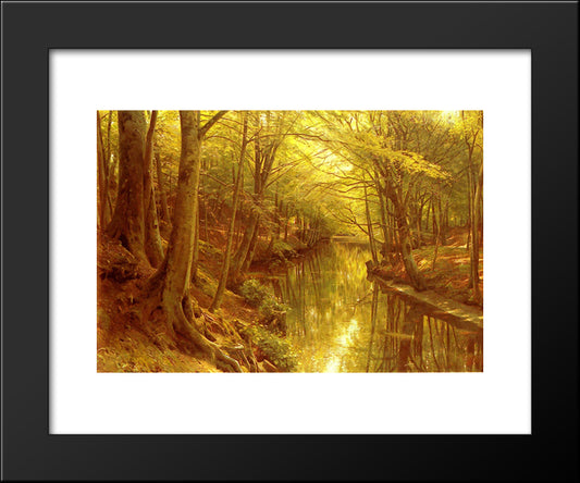 A Woodland Stream 20x24 Black Modern Wood Framed Art Print Poster by Monsted, Peder Mork