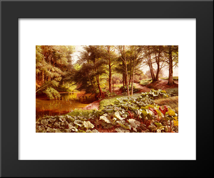 The Path On The River'S Edge 20x24 Black Modern Wood Framed Art Print Poster by Monsted, Peder Mork