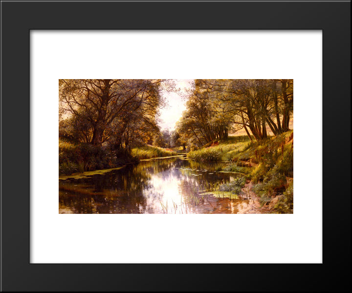 A Winding Stream In Summer 20x24 Black Modern Wood Framed Art Print Poster by Monsted, Peder Mork