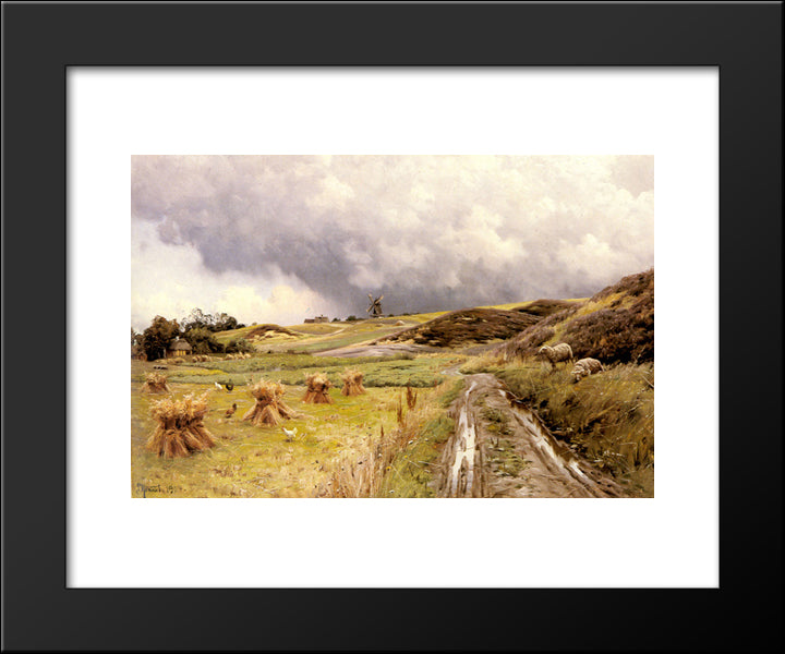 A Pastoral Landscape After A Storm 20x24 Black Modern Wood Framed Art Print Poster by Monsted, Peder Mork