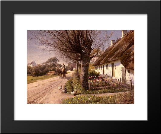 Cottages At Hjornbaek 20x24 Black Modern Wood Framed Art Print Poster by Monsted, Peder Mork