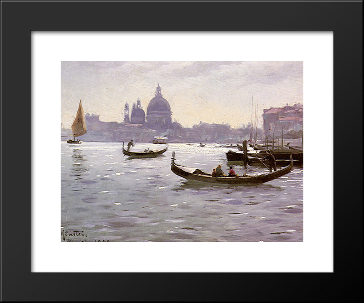 On The Venetian Lagoon 20x24 Black Modern Wood Framed Art Print Poster by Monsted, Peder Mork