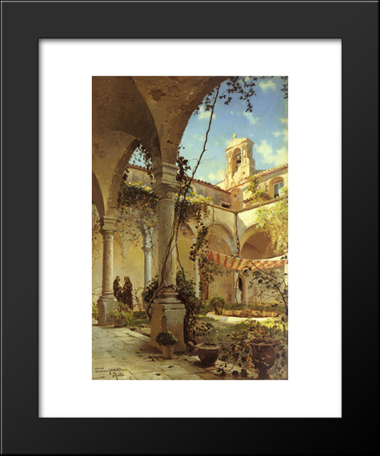 The Cloister, Taormina 20x24 Black Modern Wood Framed Art Print Poster by Monsted, Peder Mork