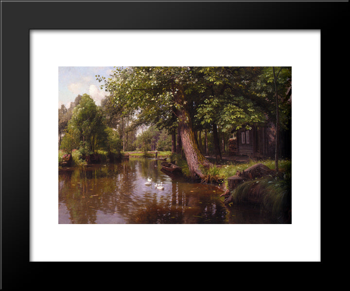 Flodbred 20x24 Black Modern Wood Framed Art Print Poster by Monsted, Peder Mork