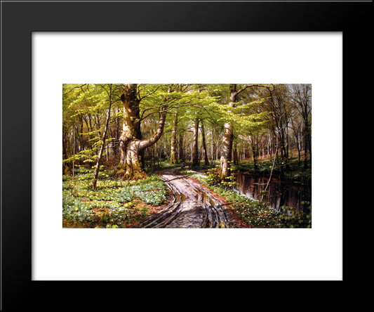 Skovparti Med Alob 20x24 Black Modern Wood Framed Art Print Poster by Monsted, Peder Mork