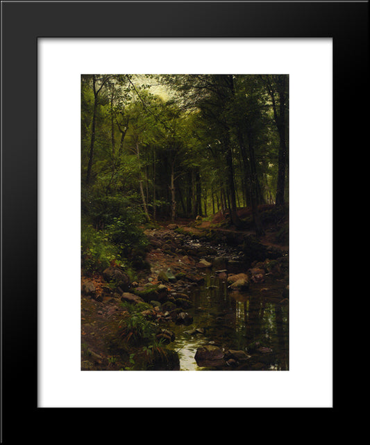 Skovstraekning 20x24 Black Modern Wood Framed Art Print Poster by Monsted, Peder Mork