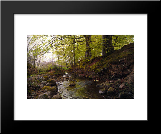 Vandlob I Skoven 20x24 Black Modern Wood Framed Art Print Poster by Monsted, Peder Mork