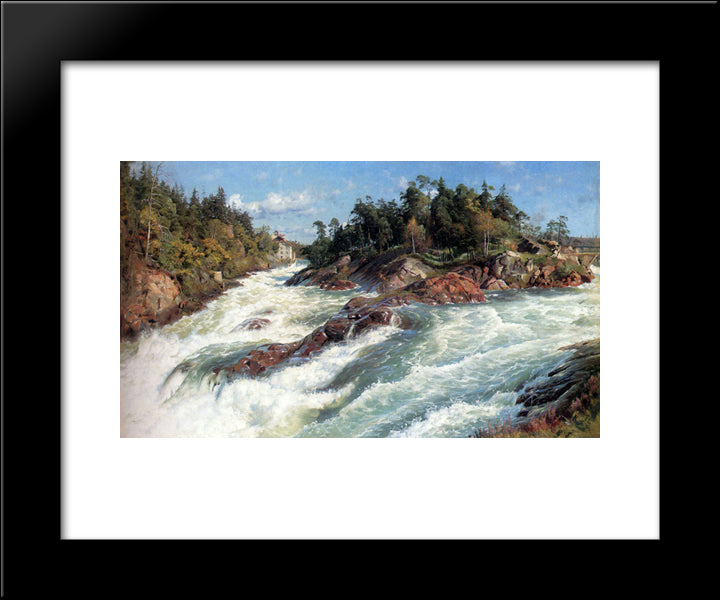 The Raging Rapids 20x24 Black Modern Wood Framed Art Print Poster by Monsted, Peder Mork