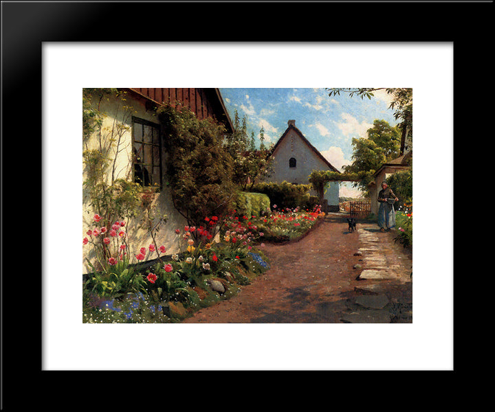 In The Garden 20x24 Black Modern Wood Framed Art Print Poster by Monsted, Peder Mork