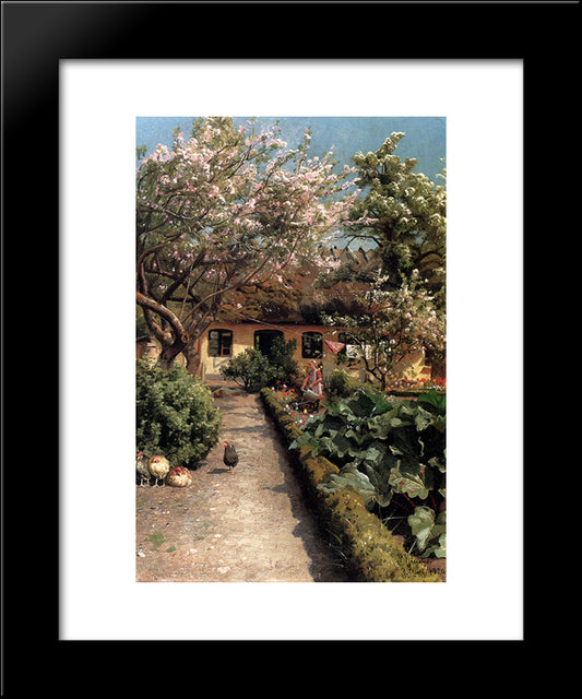 Watering The Garden 20x24 Black Modern Wood Framed Art Print Poster by Monsted, Peder Mork