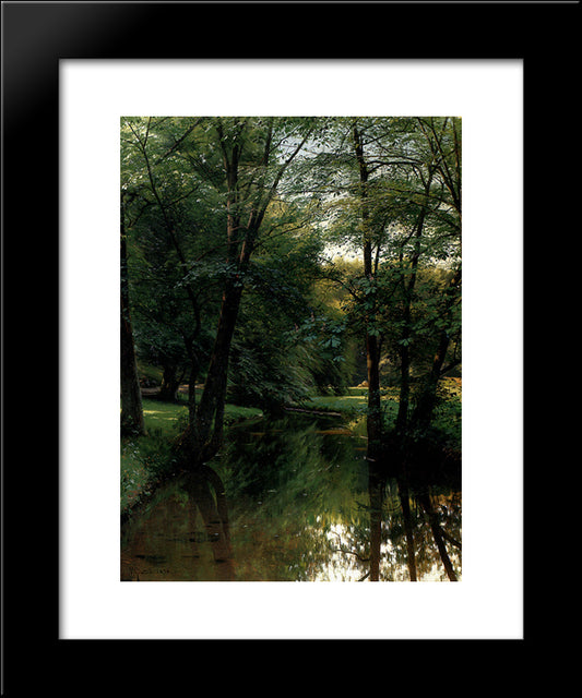 Figures Resting In A River Landscape 20x24 Black Modern Wood Framed Art Print Poster by Monsted, Peder Mork