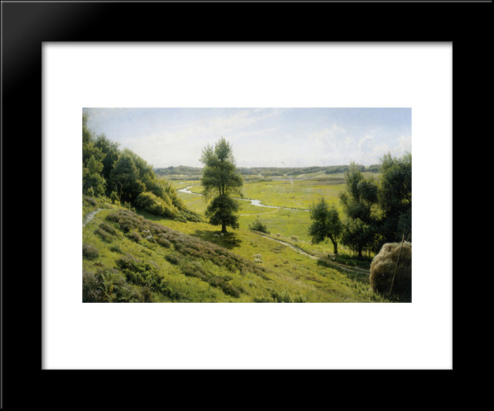 A Shepherdess Resting 20x24 Black Modern Wood Framed Art Print Poster by Monsted, Peder Mork