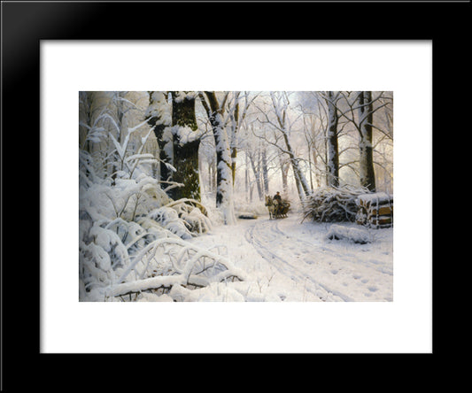 Forest In Winter 20x24 Black Modern Wood Framed Art Print Poster by Monsted, Peder Mork