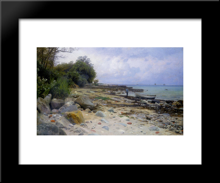 Looking Out To Sea 20x24 Black Modern Wood Framed Art Print Poster by Monsted, Peder Mork