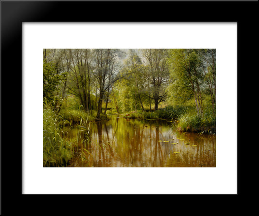 Alandskab I Solskin En Forarsdag 20x24 Black Modern Wood Framed Art Print Poster by Monsted, Peder Mork