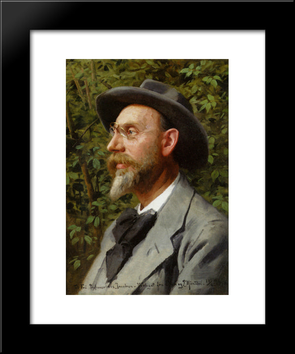 Portraet Af Professor Jacobsen 20x24 Black Modern Wood Framed Art Print Poster by Monsted, Peder Mork