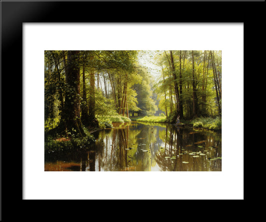 Vandlob I Skoven 20x24 Black Modern Wood Framed Art Print Poster by Monsted, Peder Mork