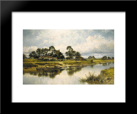 Severn Side, Sabrina'S Stream At Kempsey On The River Severn 20x24 Black Modern Wood Framed Art Print Poster by Leader, Benjamin Williams