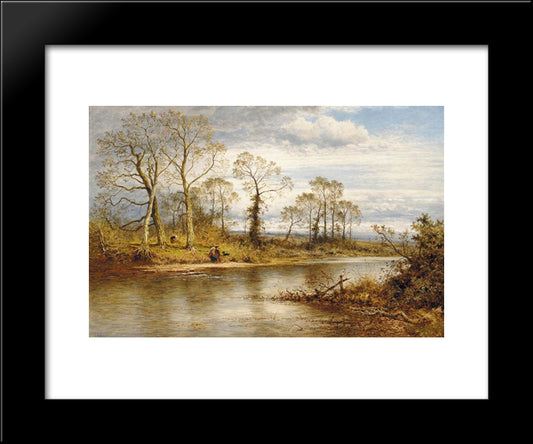 An English River In Autumn 20x24 Black Modern Wood Framed Art Print Poster by Leader, Benjamin Williams