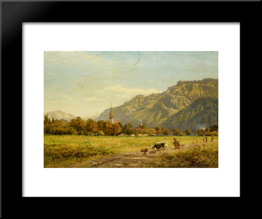 A Fine Autumn Day At Interlaken 20x24 Black Modern Wood Framed Art Print Poster by Leader, Benjamin Williams