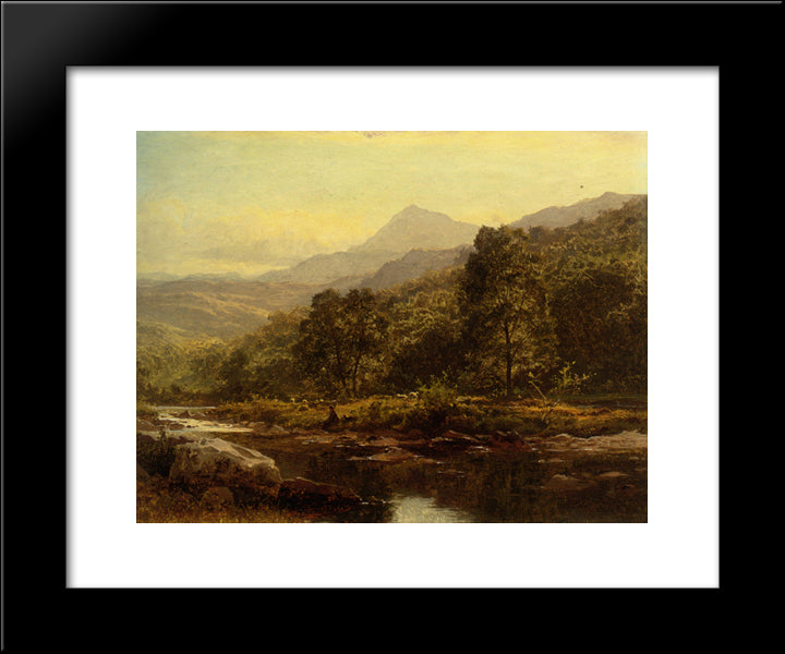 Island On The Llugwy Curig 20x24 Black Modern Wood Framed Art Print Poster by Leader, Benjamin Williams