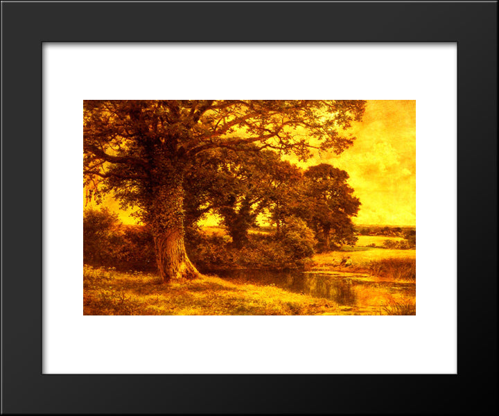 A Woodland Pool 20x24 Black Modern Wood Framed Art Print Poster by Leader, Benjamin Williams