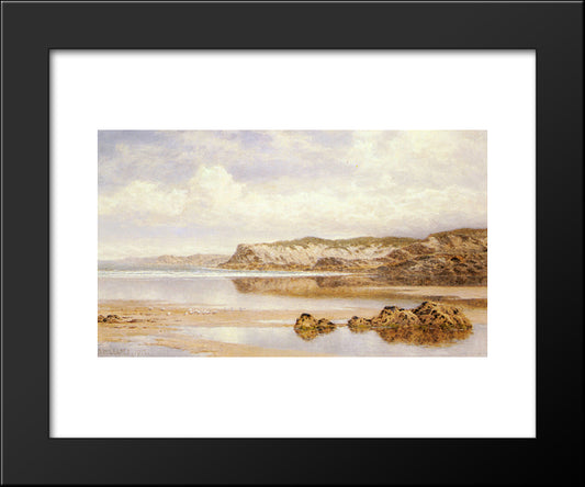 The Incoming Tide, Porth Newquay 20x24 Black Modern Wood Framed Art Print Poster by Leader, Benjamin Williams