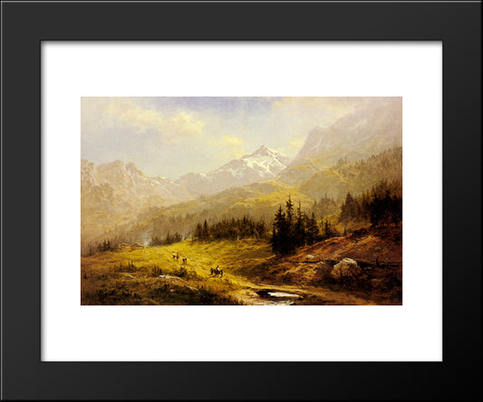 The Wengen Alps, Morning In Switzerland 20x24 Black Modern Wood Framed Art Print Poster by Leader, Benjamin Williams