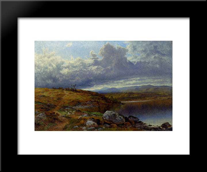 A Solitary Lake, Wales 20x24 Black Modern Wood Framed Art Print Poster by Leader, Benjamin Williams