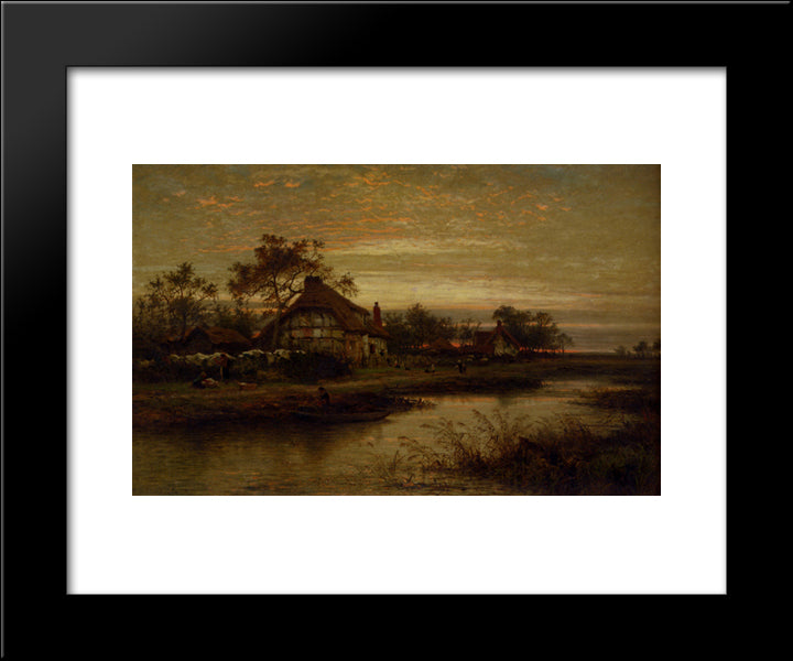 Worcestershire Cottage Homes, Evening 20x24 Black Modern Wood Framed Art Print Poster by Leader, Benjamin Williams