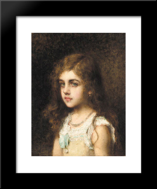 Young Girl With A Turquoise Bow 20x24 Black Modern Wood Framed Art Print Poster by Harlamoff, Alexei Alexeivich