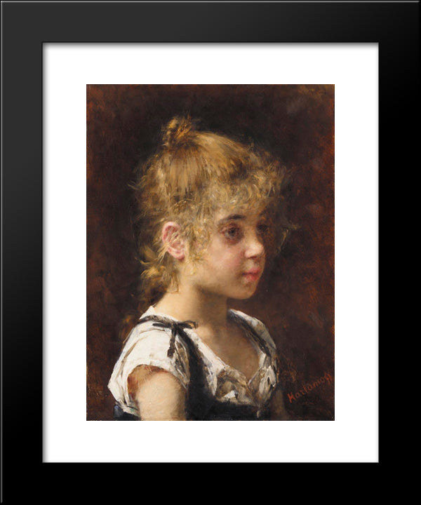 Portrait Of A Young Girl 20x24 Black Modern Wood Framed Art Print Poster by Harlamoff, Alexei Alexeivich