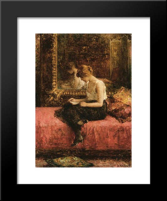 Literary Pursuits Of A Young Lady 20x24 Black Modern Wood Framed Art Print Poster by Harlamoff, Alexei Alexeivich