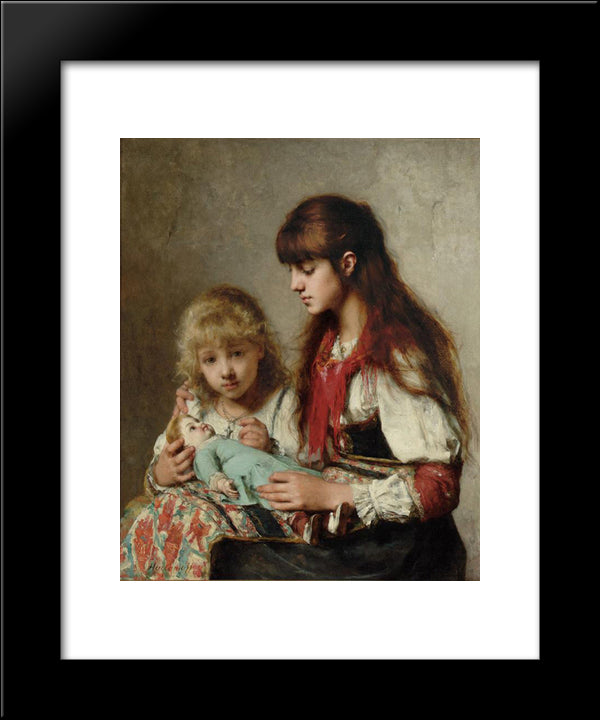 Sisters 20x24 Black Modern Wood Framed Art Print Poster by Harlamoff, Alexei Alexeivich