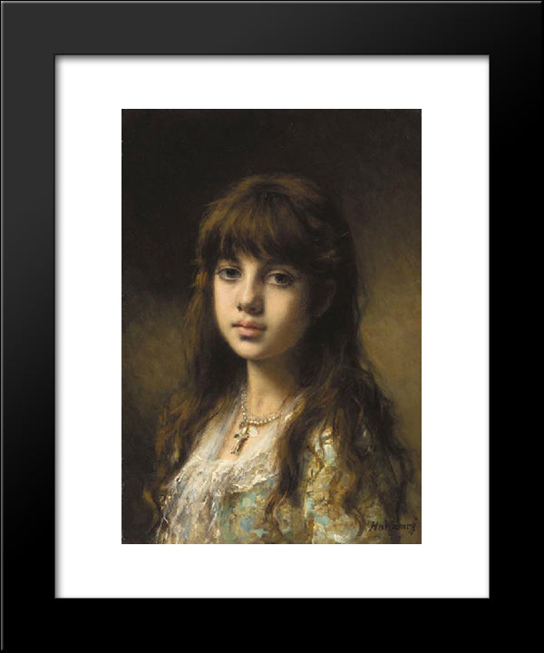 Little Girl 20x24 Black Modern Wood Framed Art Print Poster by Harlamoff, Alexei Alexeivich