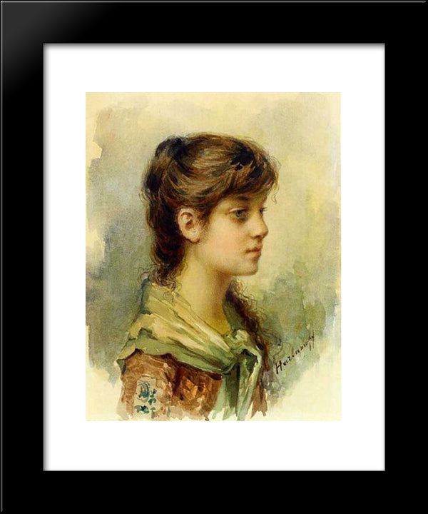 The Artist'S Daughter 20x24 Black Modern Wood Framed Art Print Poster by Harlamoff, Alexei Alexeivich