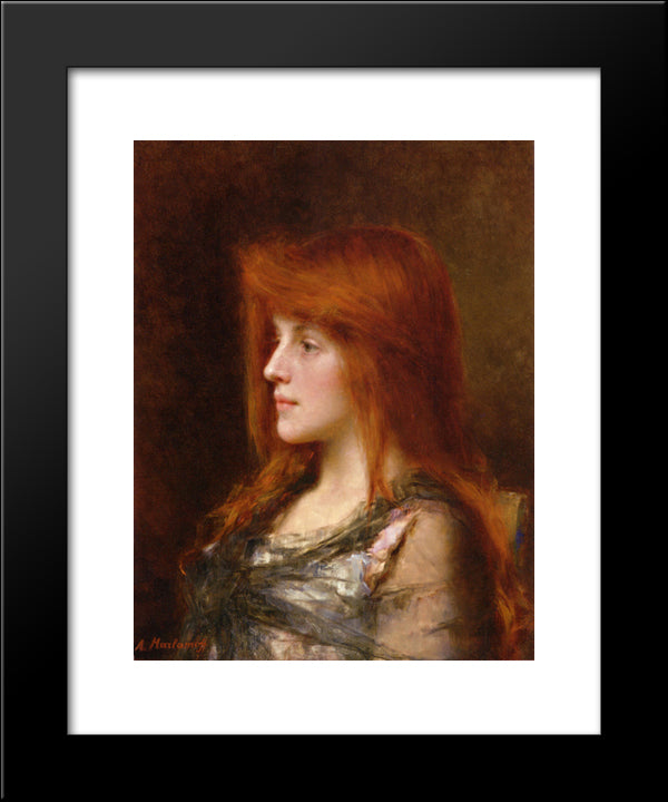 Portrait Of A Young Beauty 20x24 Black Modern Wood Framed Art Print Poster by Harlamoff, Alexei Alexeivich