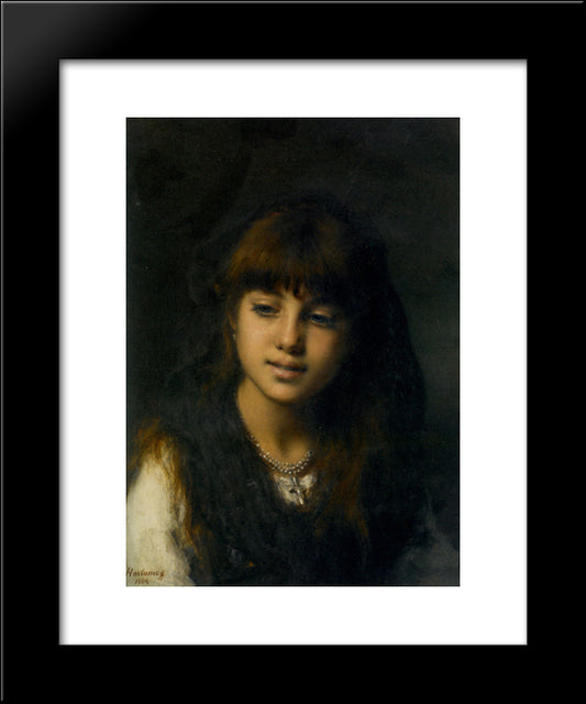 A Young Girl 20x24 Black Modern Wood Framed Art Print Poster by Harlamoff, Alexei Alexeivich