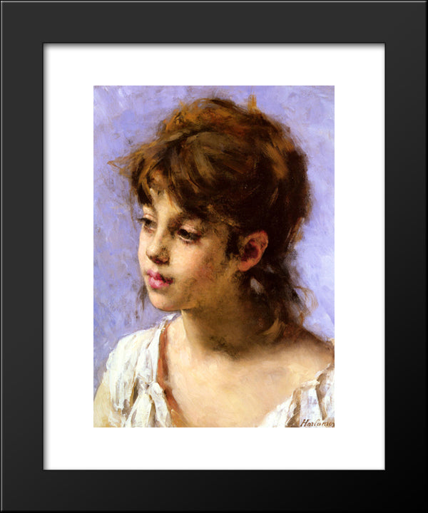 Portrait Of A Peasant Girl 20x24 Black Modern Wood Framed Art Print Poster by Harlamoff, Alexei Alexeivich