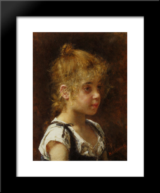 Portrait Of A Young Girl 20x24 Black Modern Wood Framed Art Print Poster by Harlamoff, Alexei Alexeivich