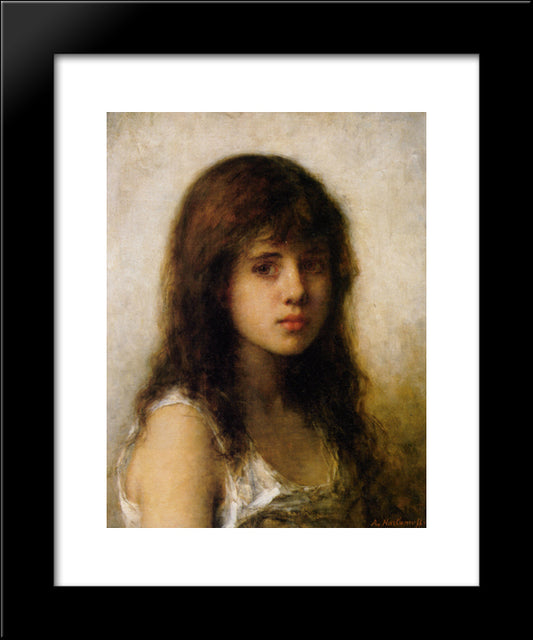 Portrait Of A Young Girl 20x24 Black Modern Wood Framed Art Print Poster by Harlamoff, Alexei Alexeivich