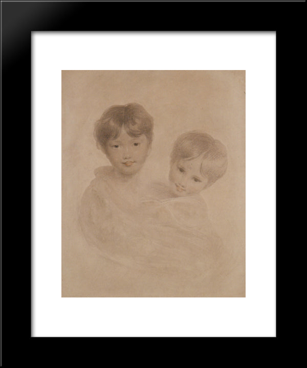 Portrait Sketch Of Two Boys ' Possibly George 3Rd Marquees Townshend And His Younger Brother Charles 20x24 Black Modern Wood Framed Art Print Poster by Lawrence, Sir Thomas